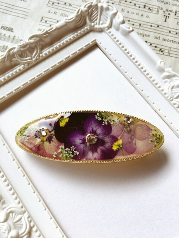 レジンヘアゴム ダブル マトリカリア ラベンダー ピンク ビオラ ミモザ