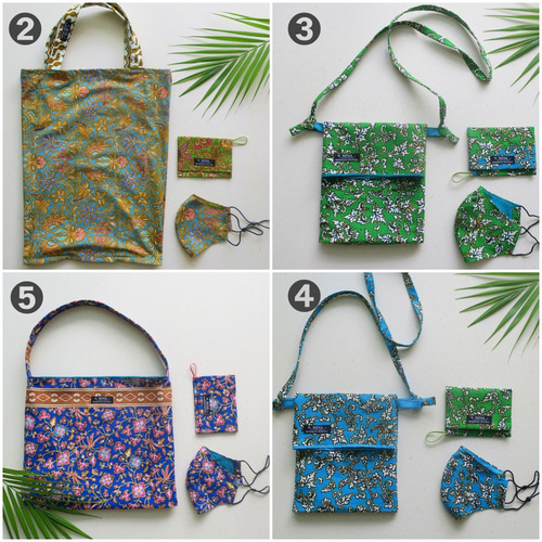 インドネシア/バティック】お得な3点セット①（バッグ・マスク