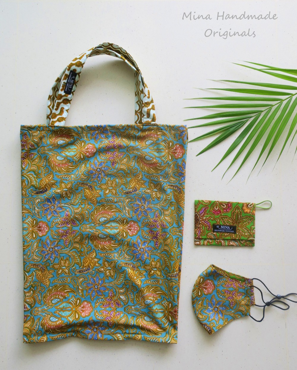 【インドネシア/バティック】お得な3点セット②（バッグ・マスク・ティッシュカバー）シンガポールから送料無料
