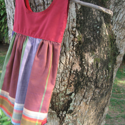 女の子ワンピース　赤　85−95cm（インドネシアサロン布） 1枚目の画像
