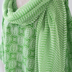 [Creema限定·免費送貨購買2分]春季色中山裝披肩·綠色（印度布） 第8張的照片