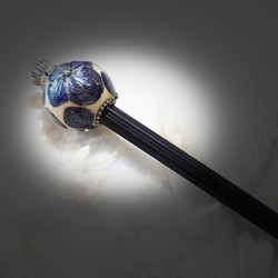 メタルブルー紫陽花の玉かんざし【樹脂製品の箸棒】 4枚目の画像