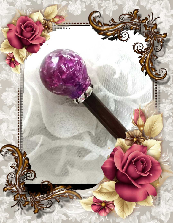 【受注製作】葡萄色のガラス玉かんざし 1枚目の画像
