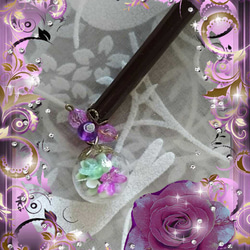 紫色小花入り硝子玉かんざし 3枚目の画像