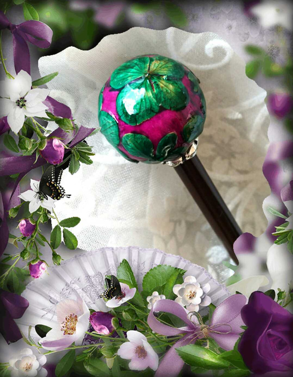 紫地＋翠紫陽花の玉かんざし 1枚目の画像