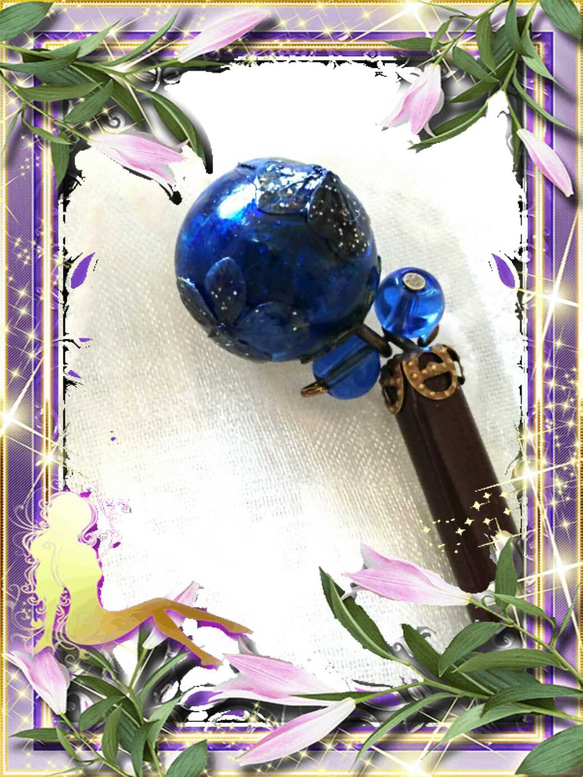 瑠璃硝子ラピス色紫陽花のかんざし 3枚目の画像
