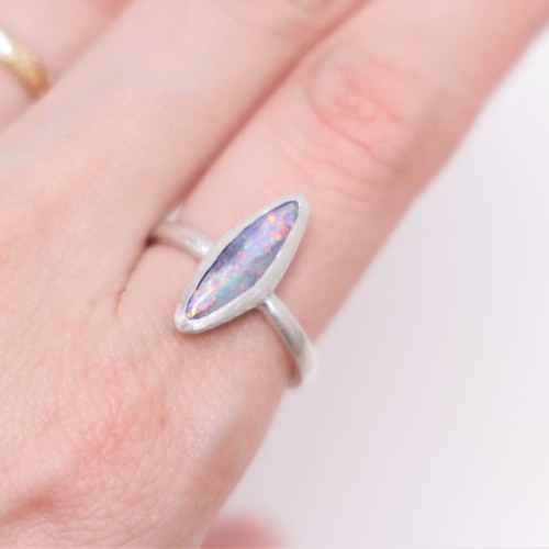 ボルダーオパール シルバー925 リング Australian Boulder Opal Ring ボルダーオパールのリング