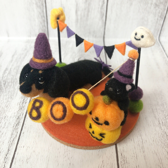 ハロウィン パーティーダックス☆クリーム☆羊毛フェルト  かぼちゃ 2枚目の画像