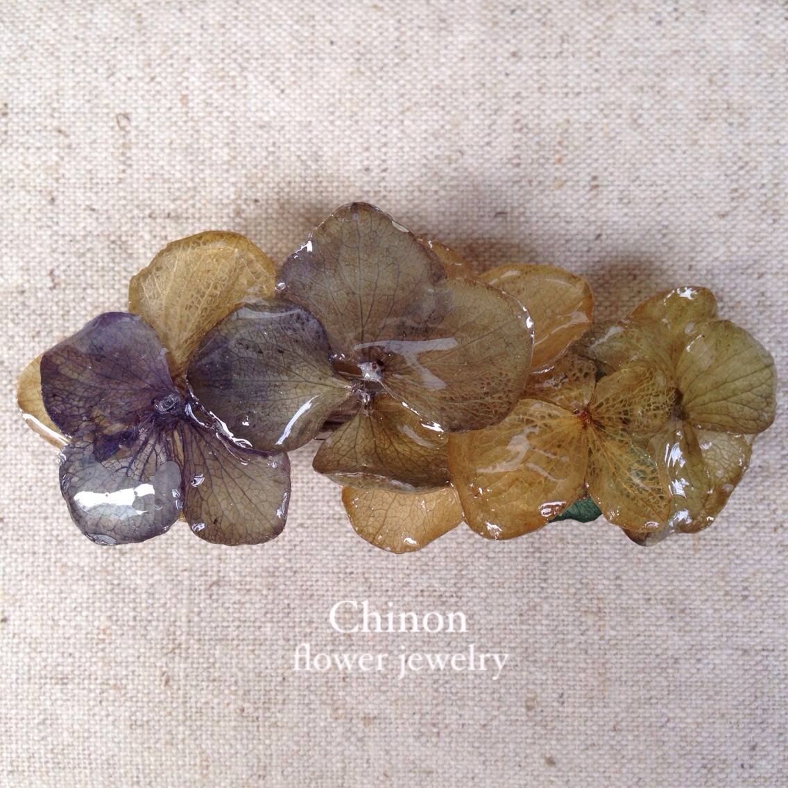 アンティークカラー紫陽花バレッタ