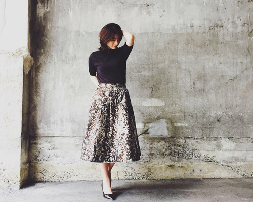 PRADA ヒョウ柄 フレアスカート 1_9764bfa589b1a8a8cb2589bfe42a