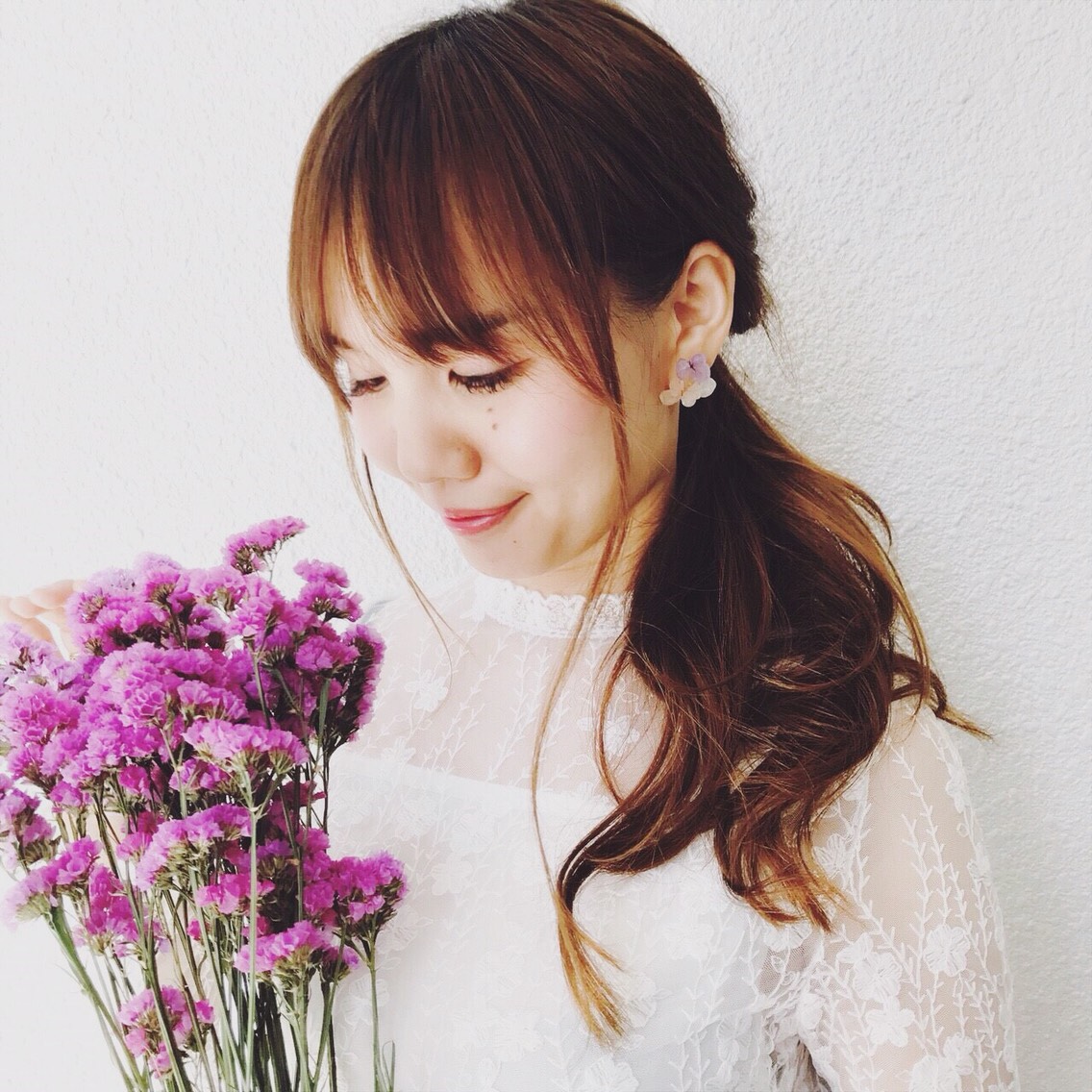 紫陽花アシンメトリーピアス