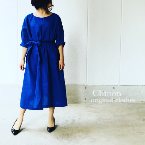 リネンワンピース ロイヤルブルー ワンピース Chinon 通販