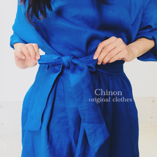 リネンワンピース ロイヤルブルー ワンピース Chinon 通販