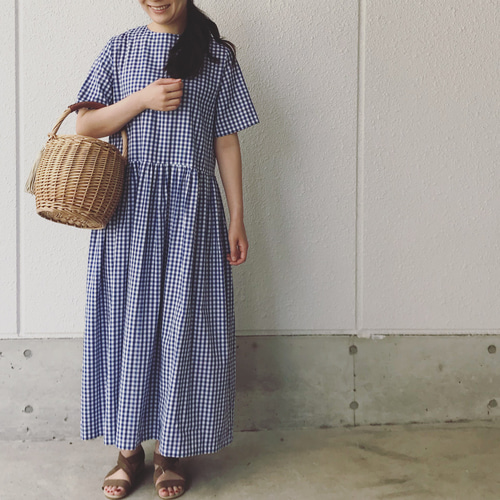 値下げ！ハンドメイド 未使用 ギンガムチェックワンピース
