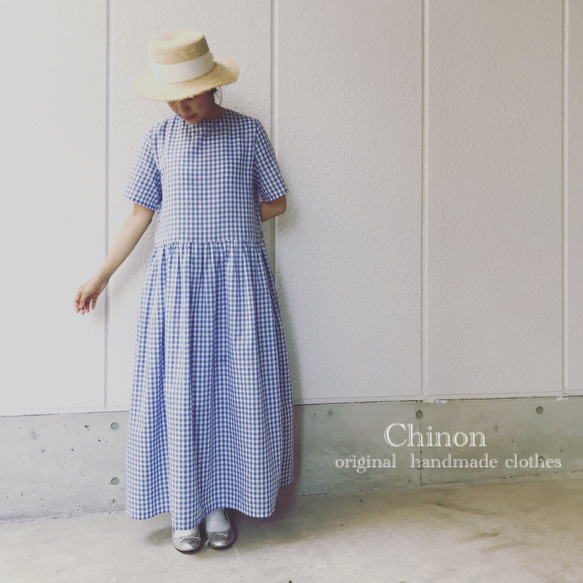 水色ギンガムチェックワンピース SALE ワンピース Chinon 通販 5912227