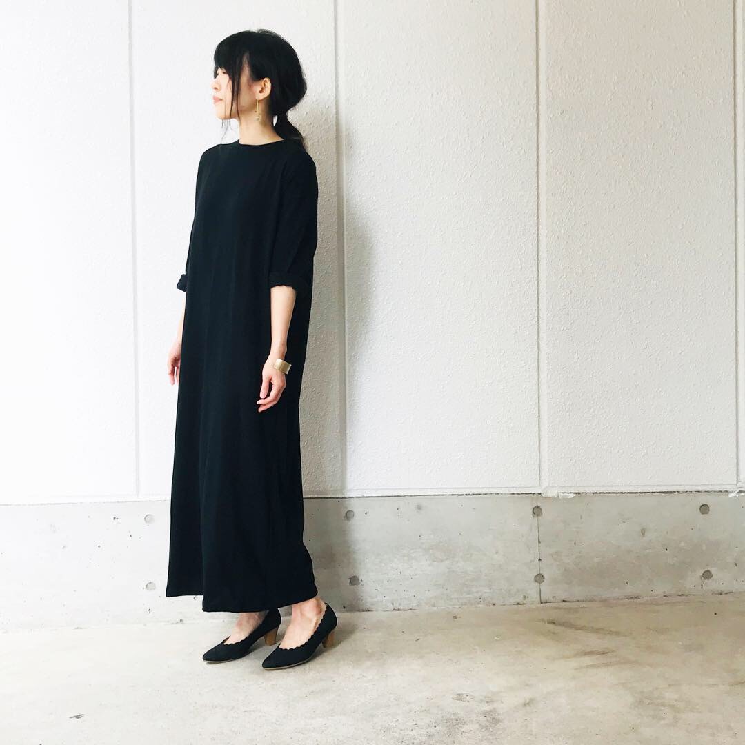 幾何学切り替え生地ワンピース