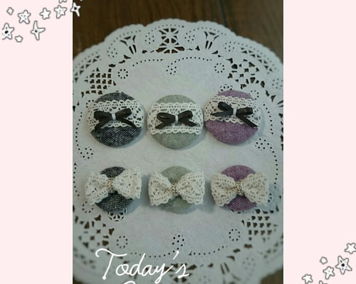 お揃いくるみボタンとレースリボンセット 雑貨・その他 さやまめ 通販
