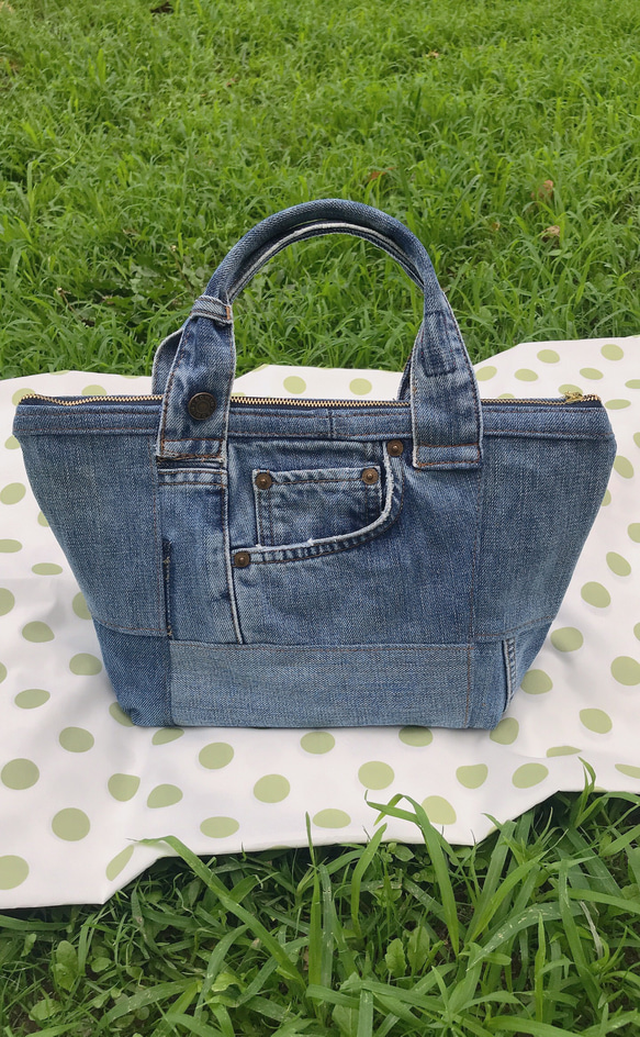 デニムリメイクバックS 保冷・保温バック ジーンズデニムリメイク保温保冷バッグとマイボトルホルダーの