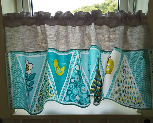 【ハンドメイド】 リネン カーテンパッチワーク 2m 1_280835f24b26c9fe1960c6b1fff0