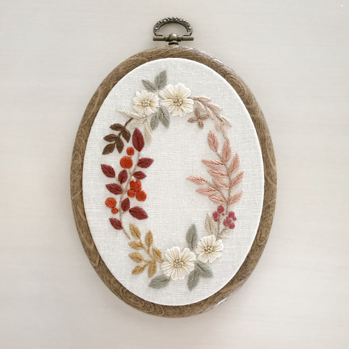 刺繍キット〉秋色植物の刺繍ミニフレーム キット Marguerite刺繍教室