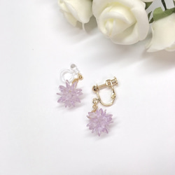 ice flower pierce（lavender　peach-pink　clear）イヤリング可 7枚目の画像