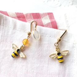 【送料無料】ミツバチ の マスククリップ（蜂　マスクチャーム　ハチ　オプションで蜂蜜つき ） 3枚目の画像