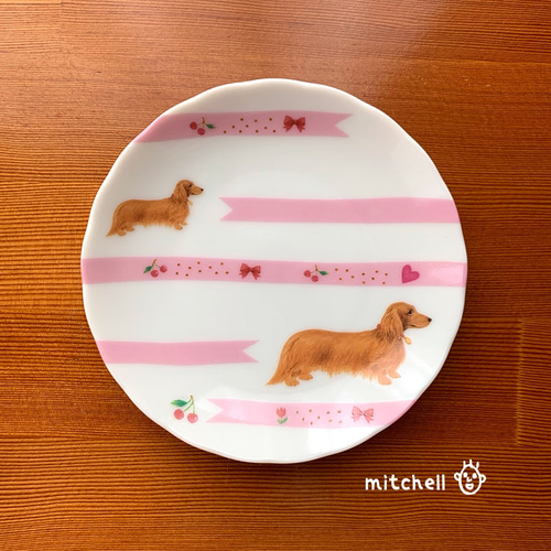 ポーセラーツ】ミニプレート わんこ ダックス 小皿 mitchell. 通販
