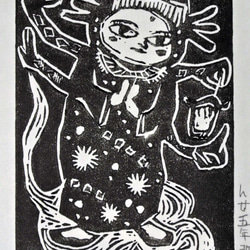 版画 作品『着包み童子』edition.3/20 Costume Doji 刀画 2枚目の画像