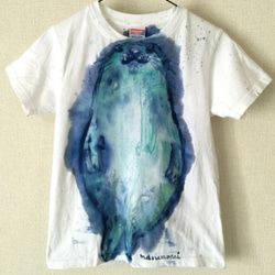 【ベビー・キッズ・大人・受注製作】「アザラシ　グーン」手描きTシャツ 1枚目の画像