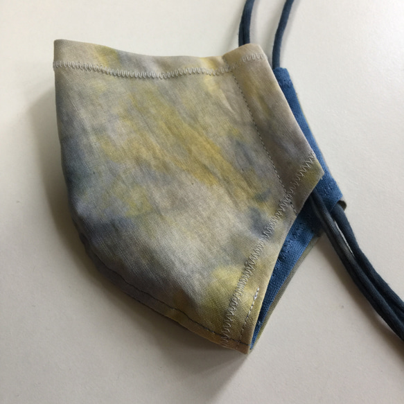 立体マスク[ Tsuki yo_01 ] 大人用M marumocci手染めタイダイ_フィルターポケット付 4枚目の画像