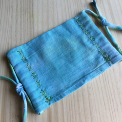 棉質亞麻紮染口罩，帶過濾袋M尺寸“海洋和山脈顏色_ Ama藍色” 第2張的照片