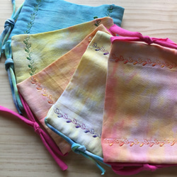 コットンリネン タイダイマスク フィルターポケット付き M-size 「海と山 Colors_ Ama blue」 4枚目の画像