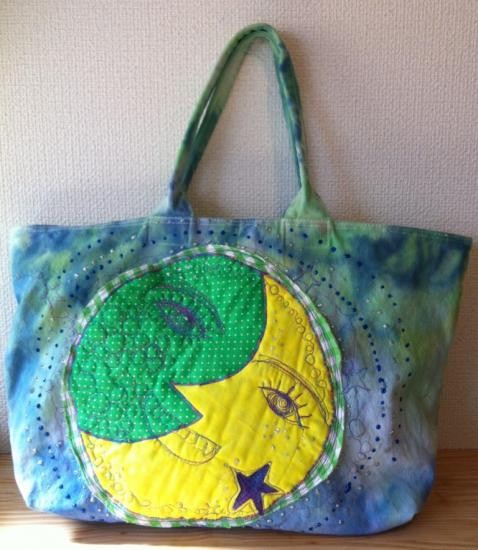 キャンバス ジップ付きトートバッグ ムラ染　「コッチムキノツキ」