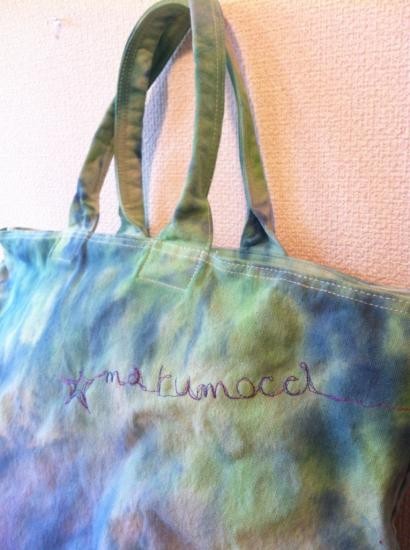 キャンバス ジップ付きトートバッグ ムラ染　「コッチムキノツキ」