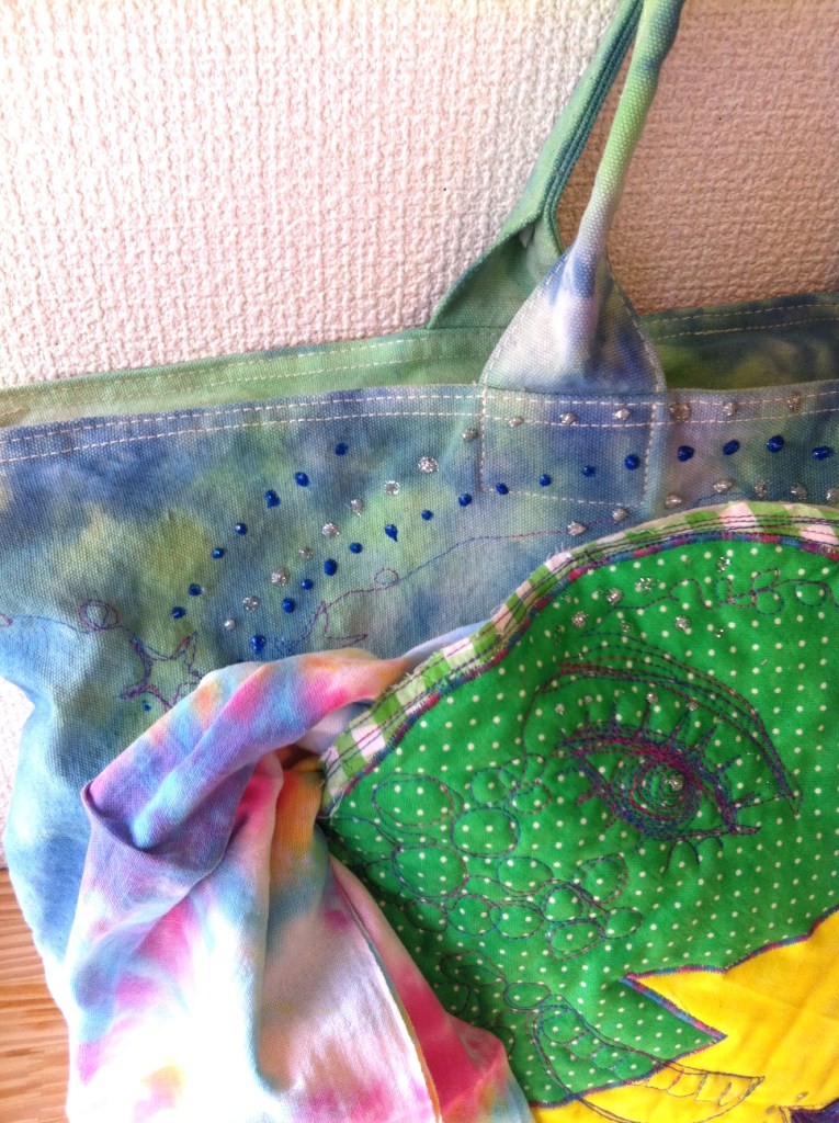 キャンバス ジップ付きトートバッグ ムラ染　「コッチムキノツキ」