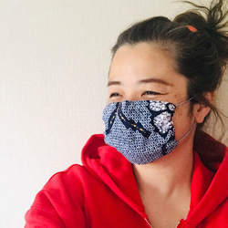 大人用マスク　浴衣生地 絞り染めー耳ゴムアソートカラー（ノーズワイヤー太め追加可） 6枚目の画像