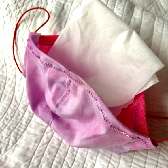 立体マスク「ハルノカゼ no.2」 大人用M　marumocciオリジナル手染めタイダイ・フィルターポケット付 2枚目の画像