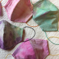 立体マスク「ハルノカゼ no.2」 大人用M　marumocciオリジナル手染めタイダイ・フィルターポケット付 5枚目の画像