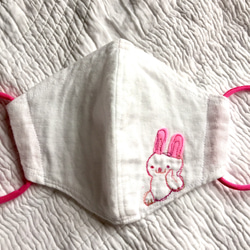 立体マスク「ウサギマモリ」大人用M　コットンフィルターポケット付 2枚目の画像