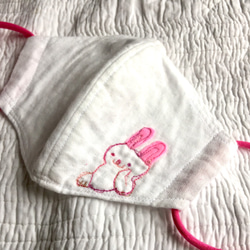 立体マスク「ウサギマモリ」大人用M　コットンフィルターポケット付 5枚目の画像