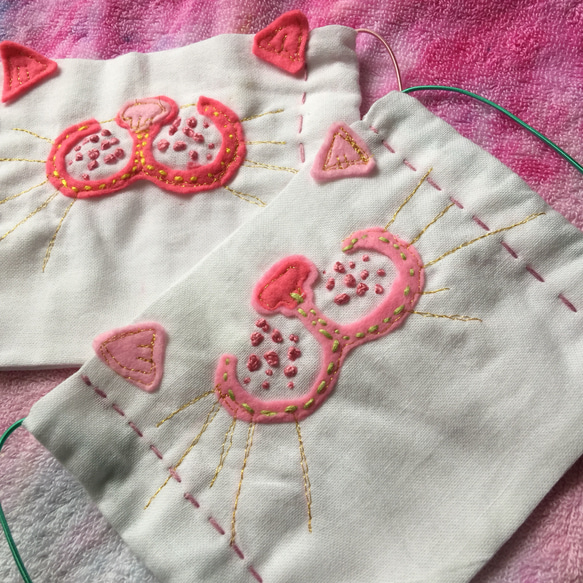 大人用ファッションマスク「晴れ時々猫になります」ネコマズルマスク 晒素材 6枚目の画像