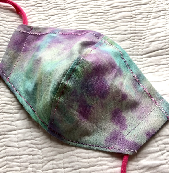 「Terra」 立体マスク 大人用M　marumocciオリジナル手染めタイダイ・フィルターポケット付 1枚目の画像
