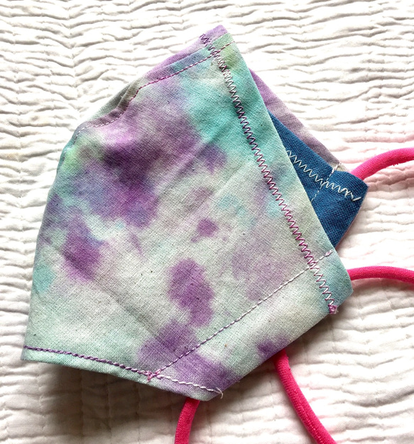 「Terra」 立体マスク 大人用M　marumocciオリジナル手染めタイダイ・フィルターポケット付 2枚目の画像