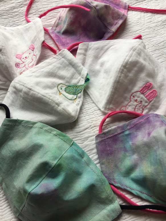 「Sunset cloud」 立体マスク 大人用M　marumocciオリジナル手染めタイダイ・フィルターポケット付 5枚目の画像