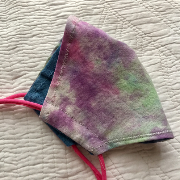 「Terra」 立体マスク 大人用M　marumocciオリジナル手染めタイダイ・フィルターポケット付 3枚目の画像