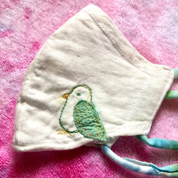 立体マスク「ことりまもり」大人用M　コットンフィルターポケット付 1枚目の画像