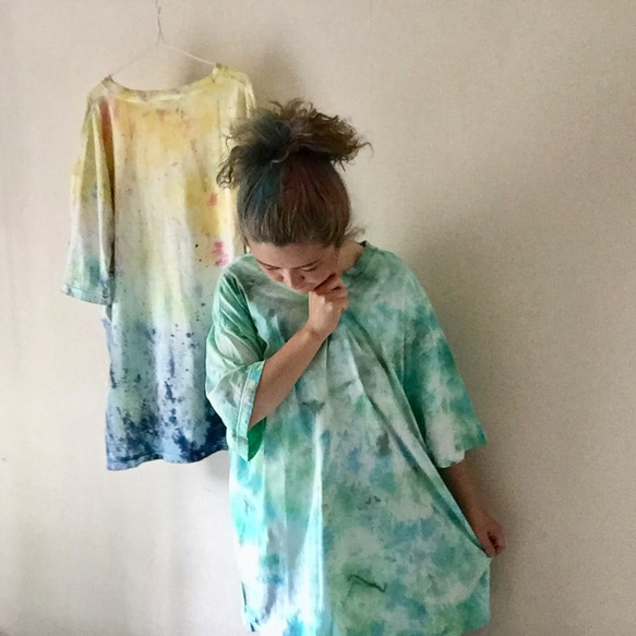 タイダイビッグＴシャツ 「マブタノウラニ 」コットン XXXL 6枚目の画像
