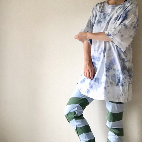 タイダイビッグＴシャツ 「Blue drop」コットン XXL 1枚目の画像