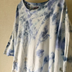 タイダイビッグＴシャツ 「Blue drop」コットン XXL 3枚目の画像