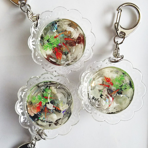 レジンアートペイント☆金魚鉢キーホルダー☆ その他